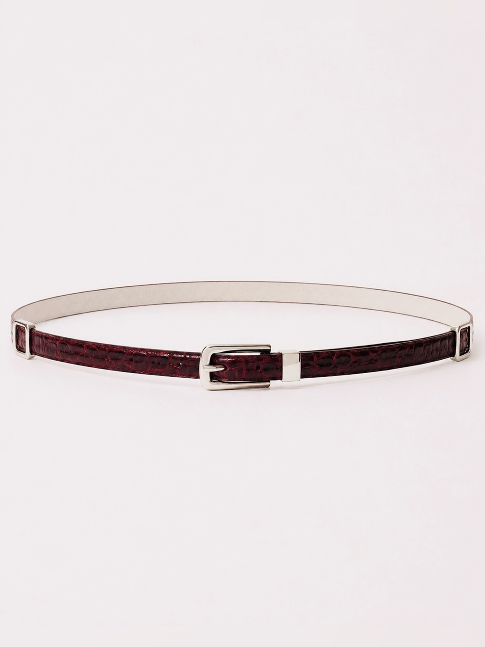 White House Black Market Croc Patent Leather Belt XS Extra Small Burgundy Maroon